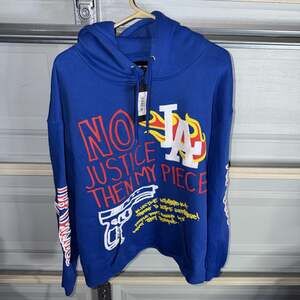 Homme + Femme Men’s LA No Justice Then My Piece Hoodie Blue XL New With Tag